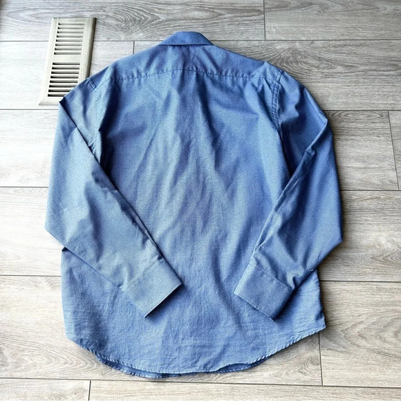 Linea In Blue Non Iron Slim Fit  Button Down Shirt Made in Italy - Picture 12 of 13